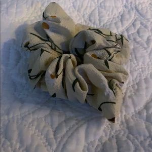 Flower print with Creme-ish background scrunchie